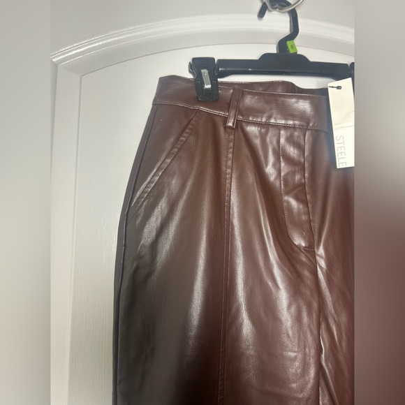 Steele Brown Faux Leather Pants size small NWT - Picture 5 of 11